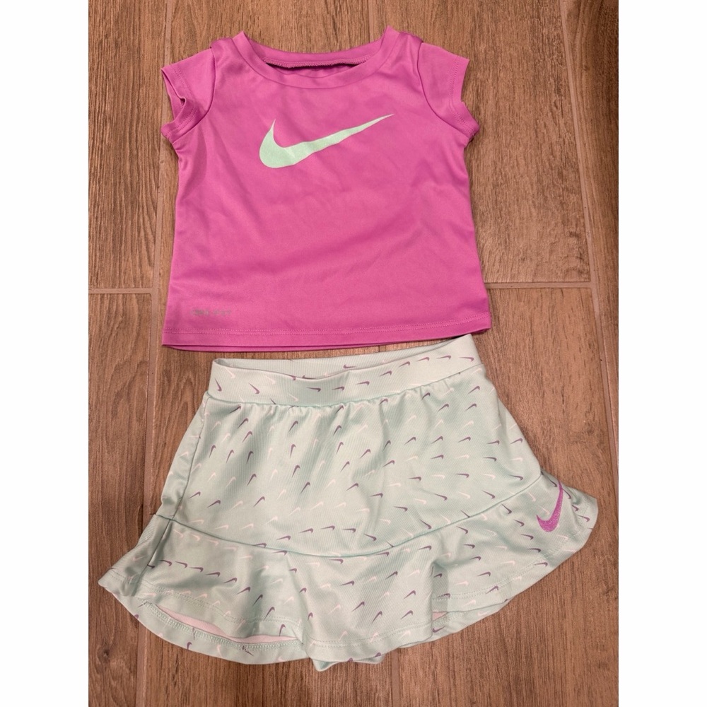 Nike Girls Pink Dri-FIT Tee with Black Swoosh